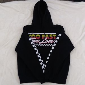 Too Fast For Love oversized black hoodie